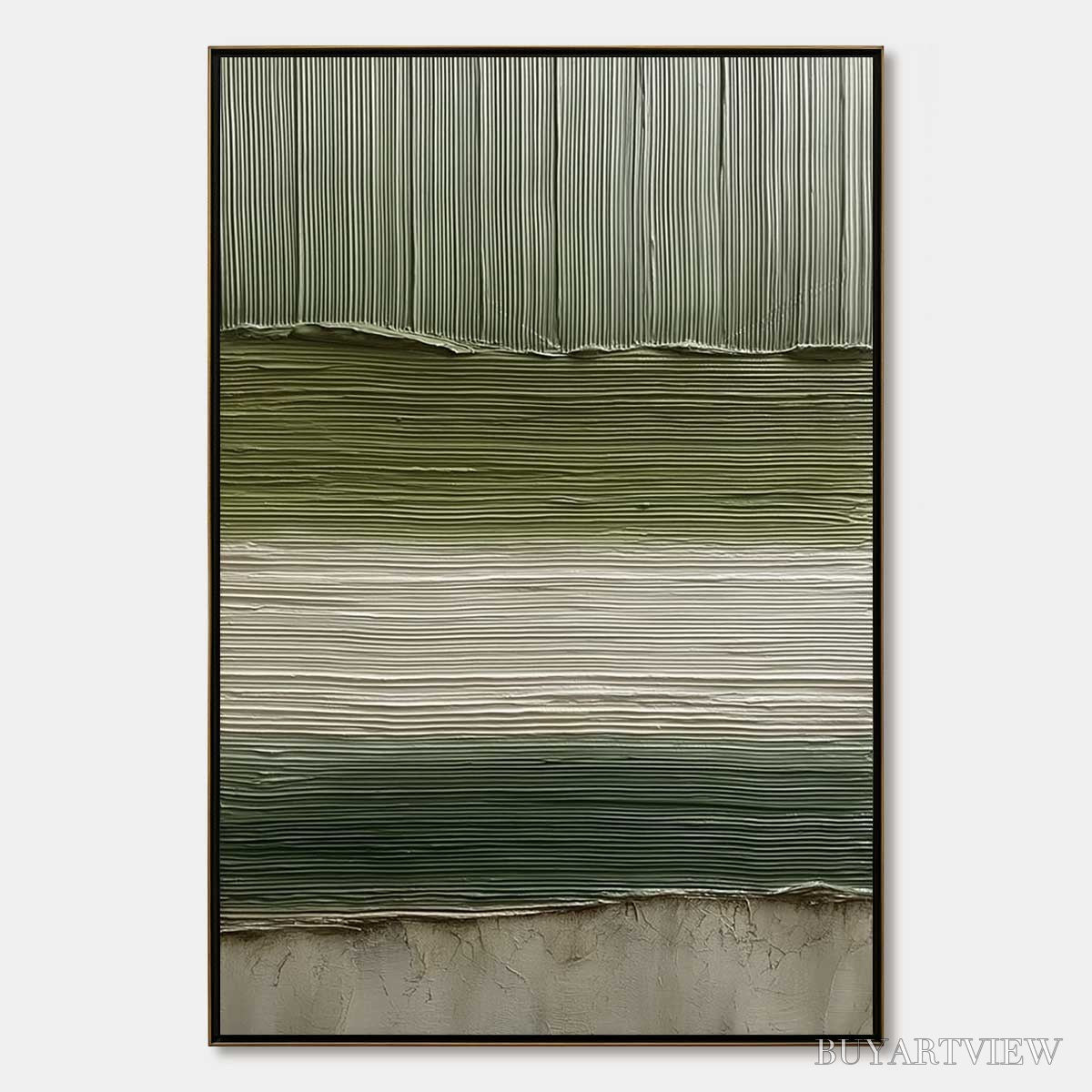 BUYARTVIEW Terra Verde – Vertical Wabi Sabi Textured Abstract Green Earth Painting - image 1