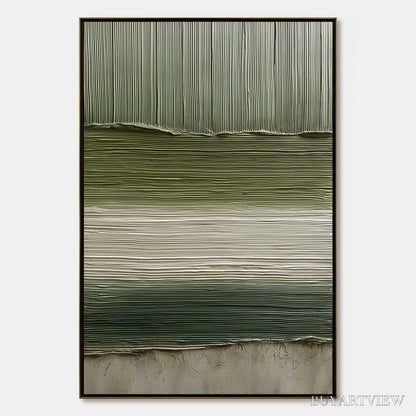 BUYARTVIEW Terra Verde – Vertical Wabi Sabi Textured Abstract Green Earth Painting - image 1