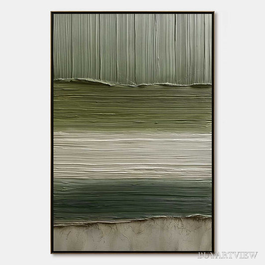 BUYARTVIEW Terra Verde – Vertical Wabi Sabi Textured Abstract Green Earth Painting - image 1