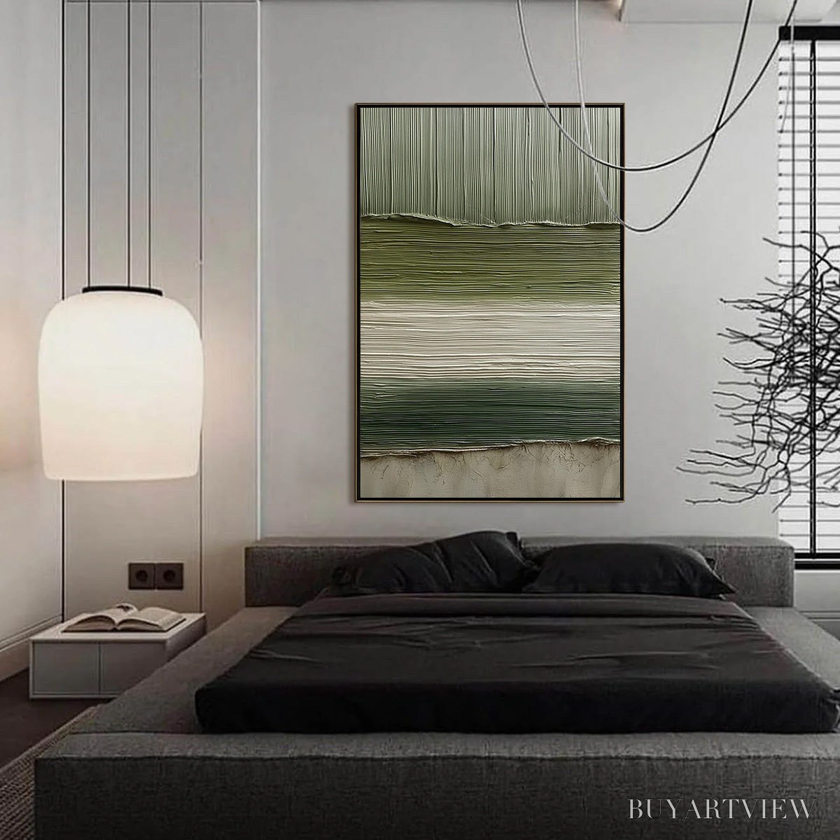 BUYARTVIEW Terra Verde – Vertical Wabi Sabi Textured Abstract Green Earth Painting - image 4