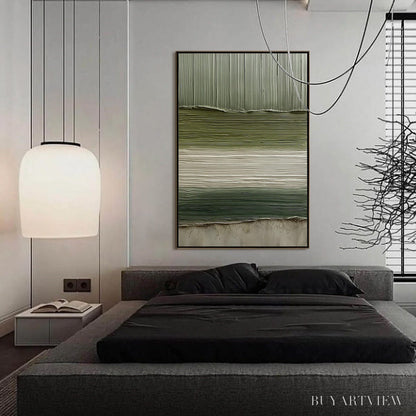 BUYARTVIEW Terra Verde – Vertical Wabi Sabi Textured Abstract Green Earth Painting - image 4