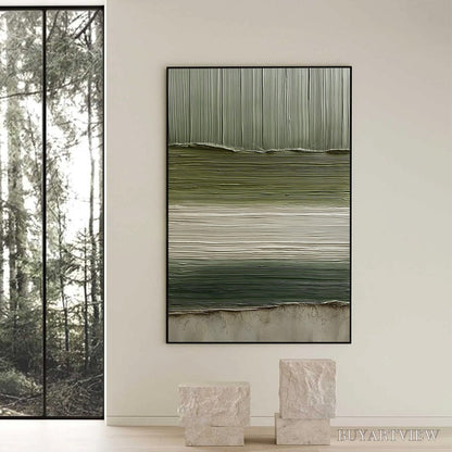 BUYARTVIEW Terra Verde – Vertical Wabi Sabi Textured Abstract Green Earth Painting - image 6