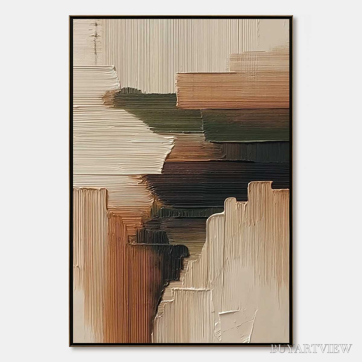 BUYARTVIEW Earthen Strata – Heavily Textured Wabi Sabi Abstract Painting - image 1