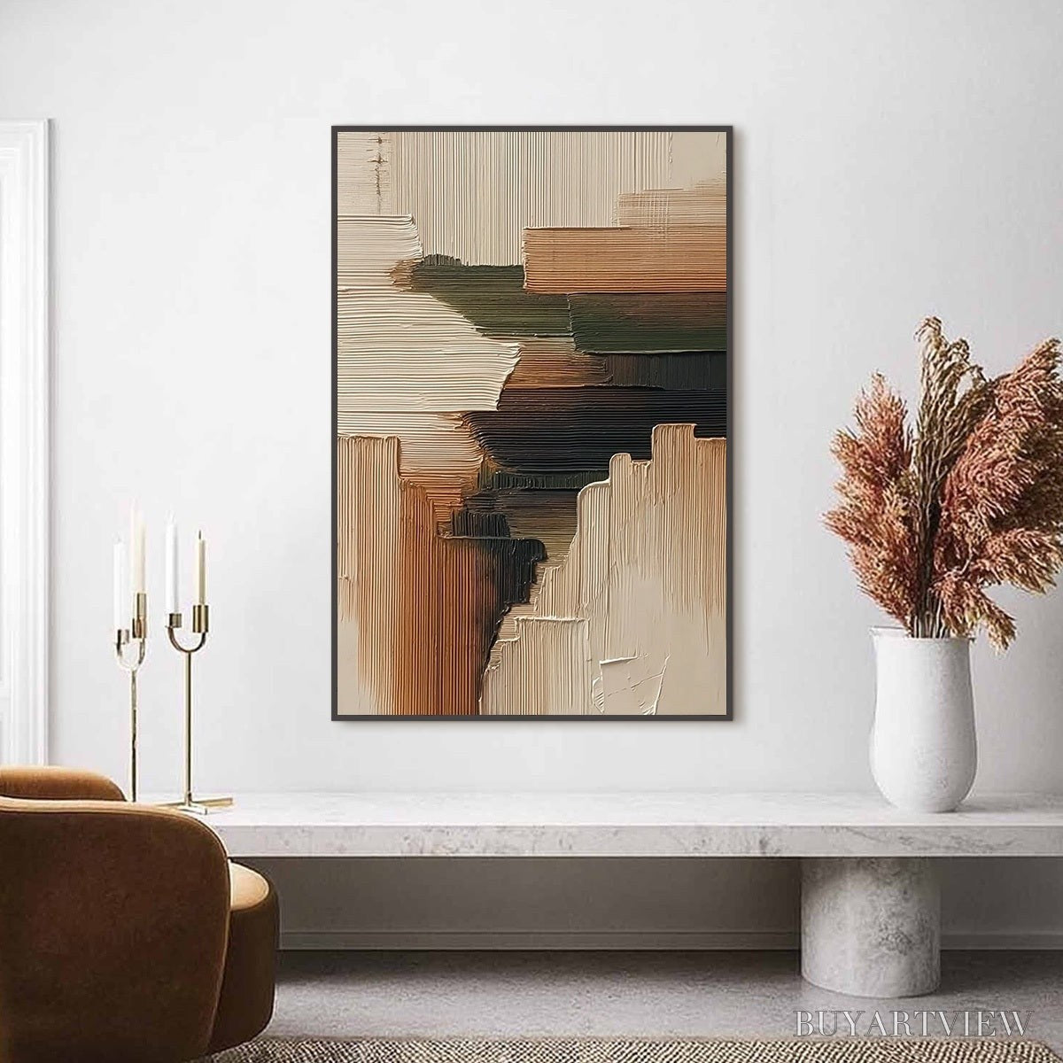 BUYARTVIEW Earthen Strata – Heavily Textured Wabi Sabi Abstract Painting - image 2
