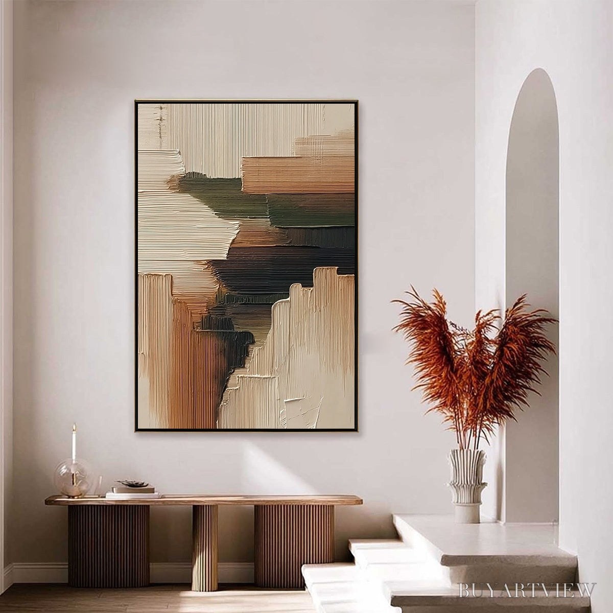 BUYARTVIEW Earthen Strata – Heavily Textured Wabi Sabi Abstract Painting - image 4