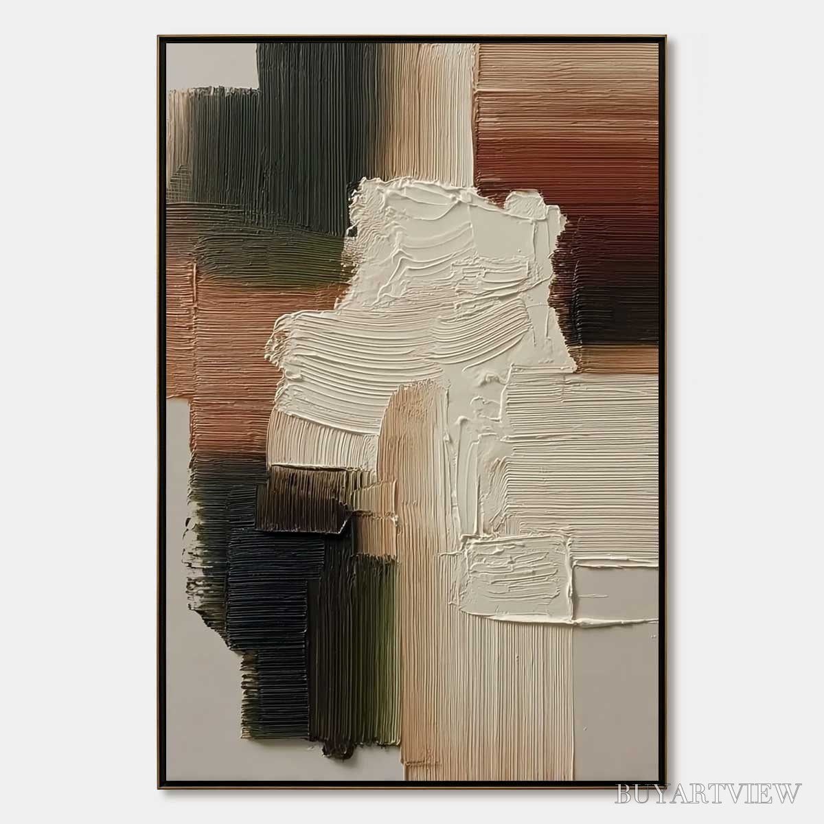 BUYARTVIEW Strata – Vertical Wabi Sabi Textured Abstract Painting - image 1