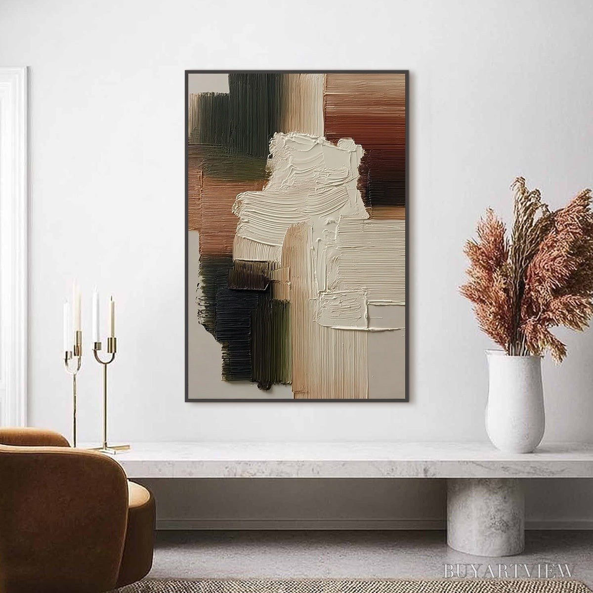 BUYARTVIEW Strata – Vertical Wabi Sabi Textured Abstract Painting - image 2