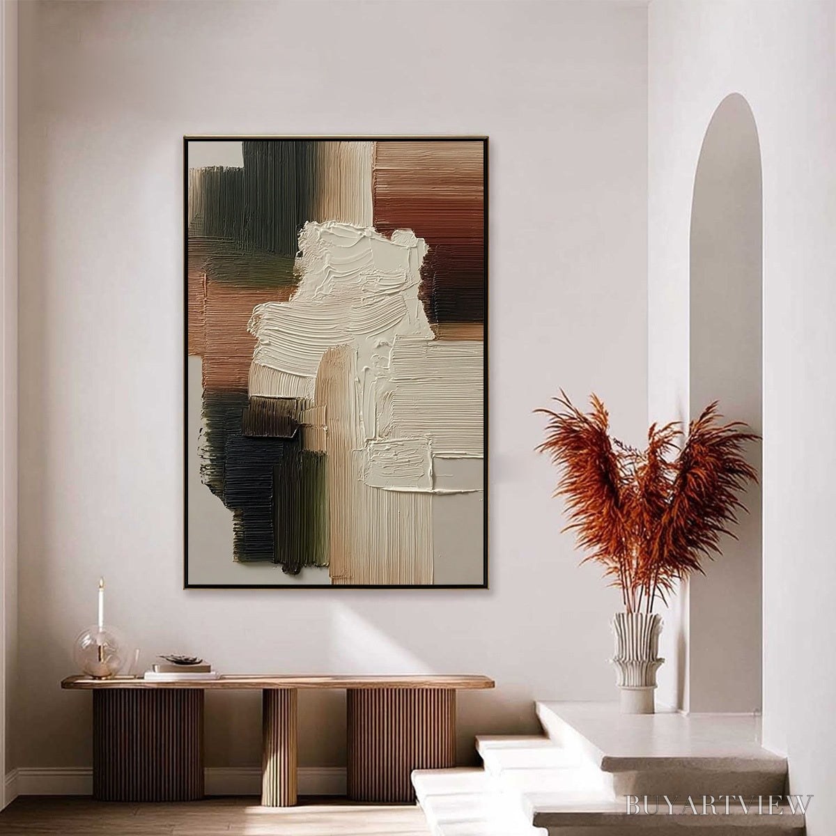 BUYARTVIEW Strata – Vertical Wabi Sabi Textured Abstract Painting - image 4
