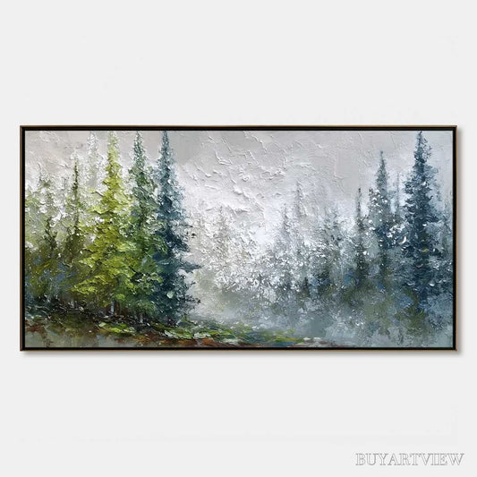 BUYARTVIEW Forest'S Breath – Textured Horizontal Forest Landscape Painting - image 1
