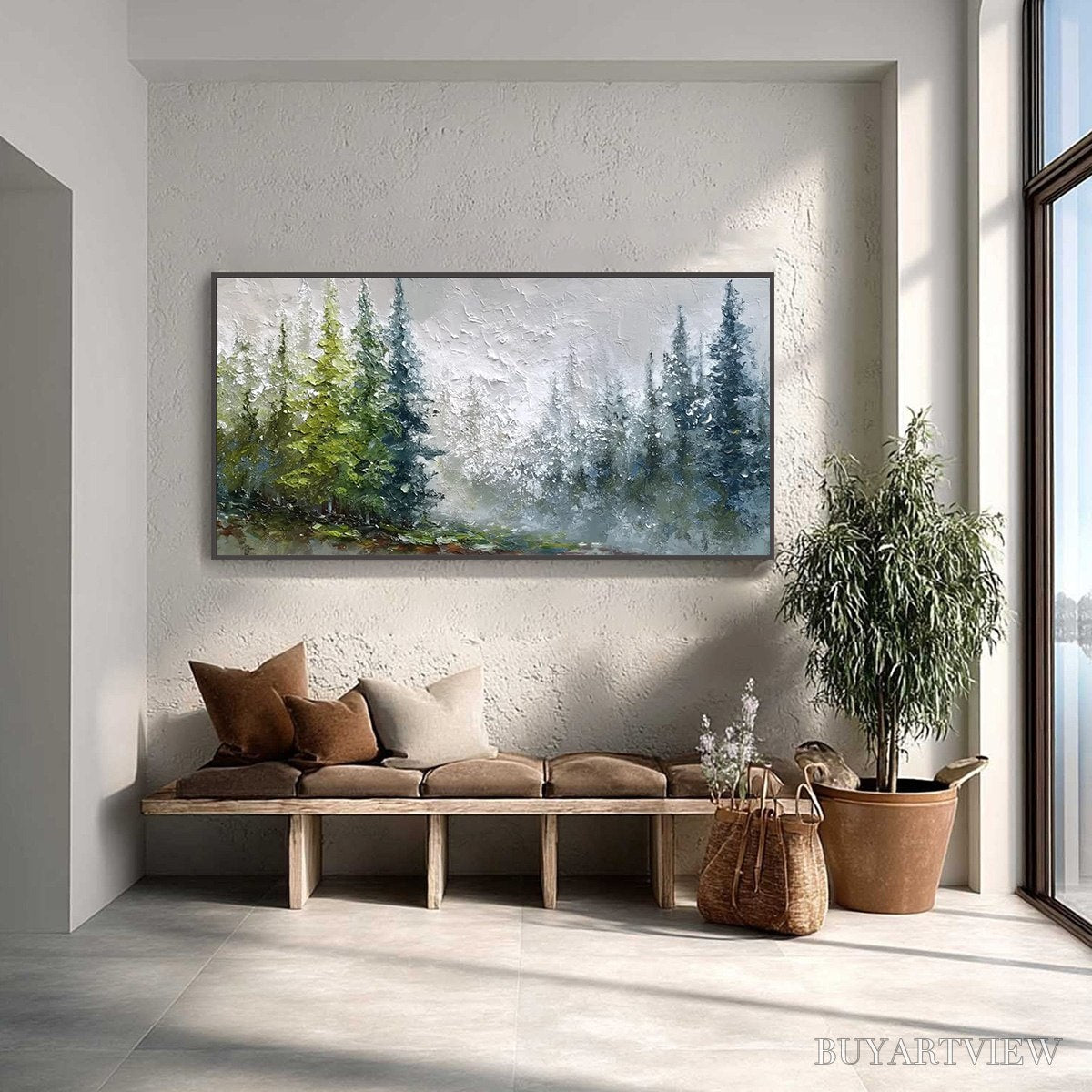 BUYARTVIEW Forest'S Breath – Textured Horizontal Forest Landscape Painting - image 2
