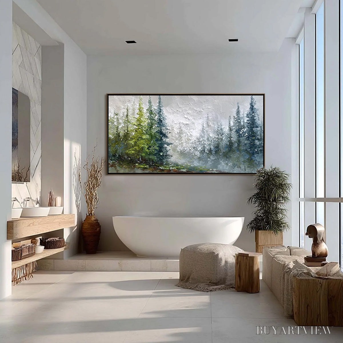 BUYARTVIEW Forest'S Breath – Textured Horizontal Forest Landscape Painting - image 4