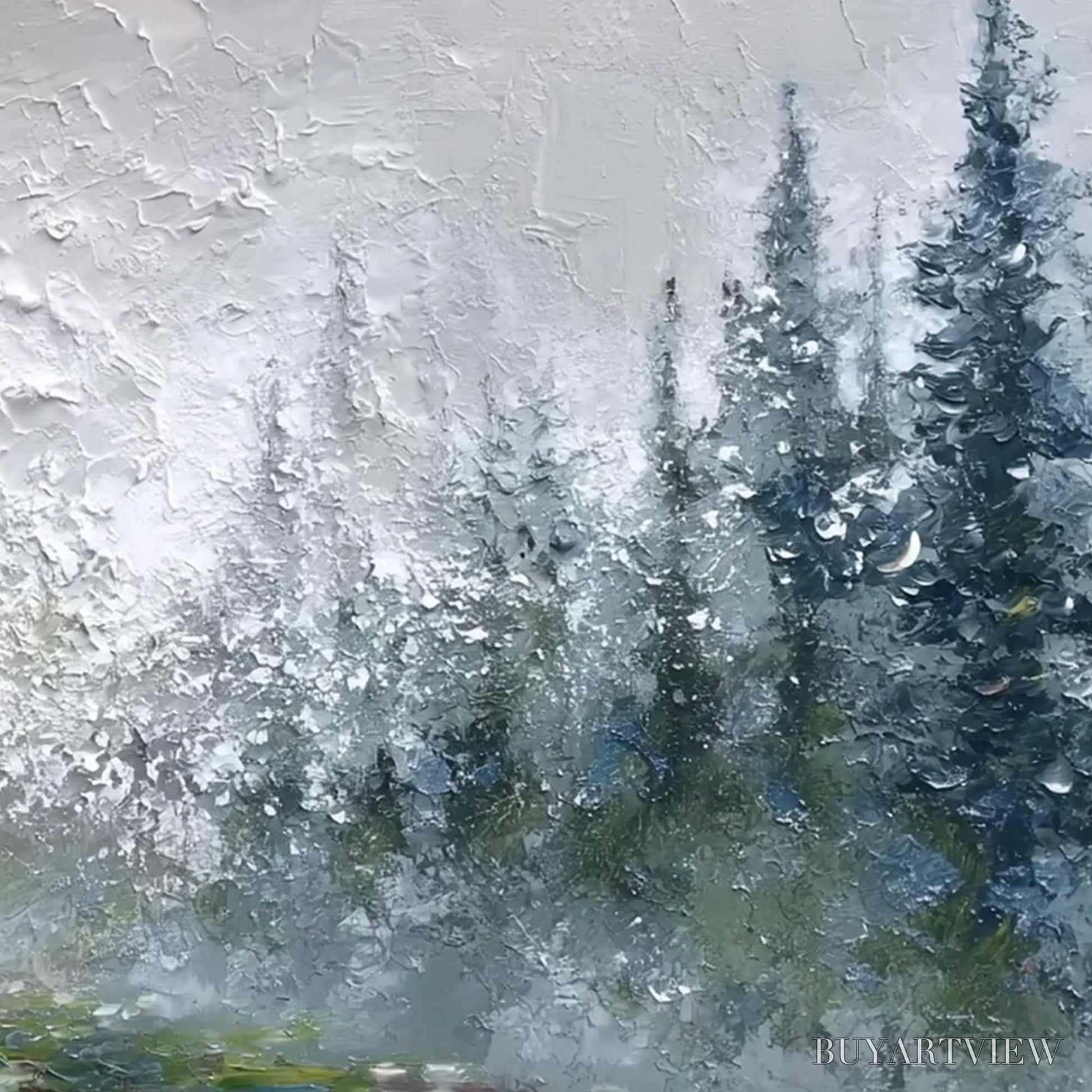 BUYARTVIEW Forest'S Breath – Textured Horizontal Forest Landscape Painting - image 5