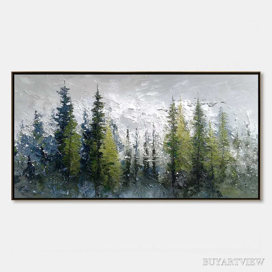BUYARTVIEW Silent Sentinels – Textured Impasto Pine Forest Landscape Painting - image 1