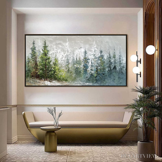 BUYARTVIEW Whispers of the Pines – Textured Impasto Pine Forest Landscape Painting - image 2