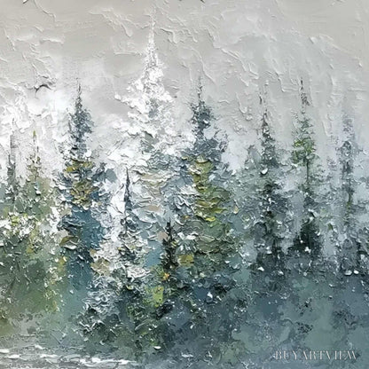 BUYARTVIEW Whispers of the Pines – Textured Impasto Pine Forest Landscape Painting - image 5