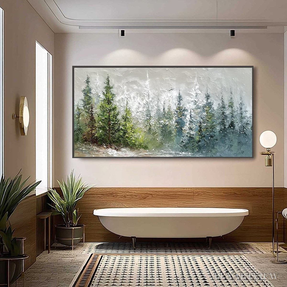 BUYARTVIEW Whispers of the Pines – Textured Impasto Pine Forest Landscape Painting - image 6