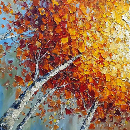 BUYARTVIEW Autumn'S Gaze Palette Knife Forest Landscape Oil Painting - image 3