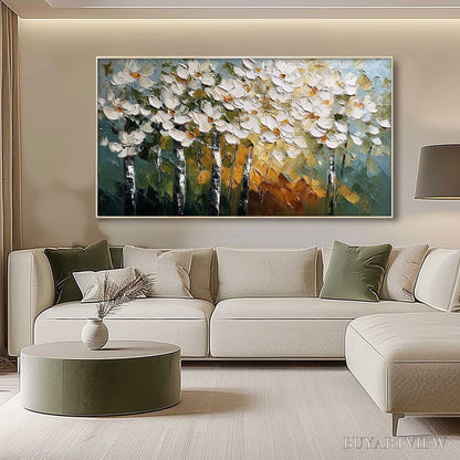 BUYARTVIEW Forest of Light – Heavily Textured Palette Knife Birch Tree Forest Painting - image 4