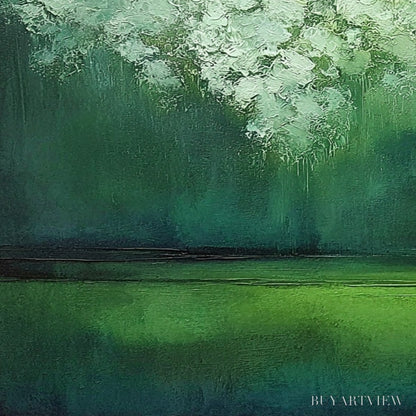 BUYARTVIEW Verdant Stillness – Large Green Abstract Landscape Texture Painting - image 3