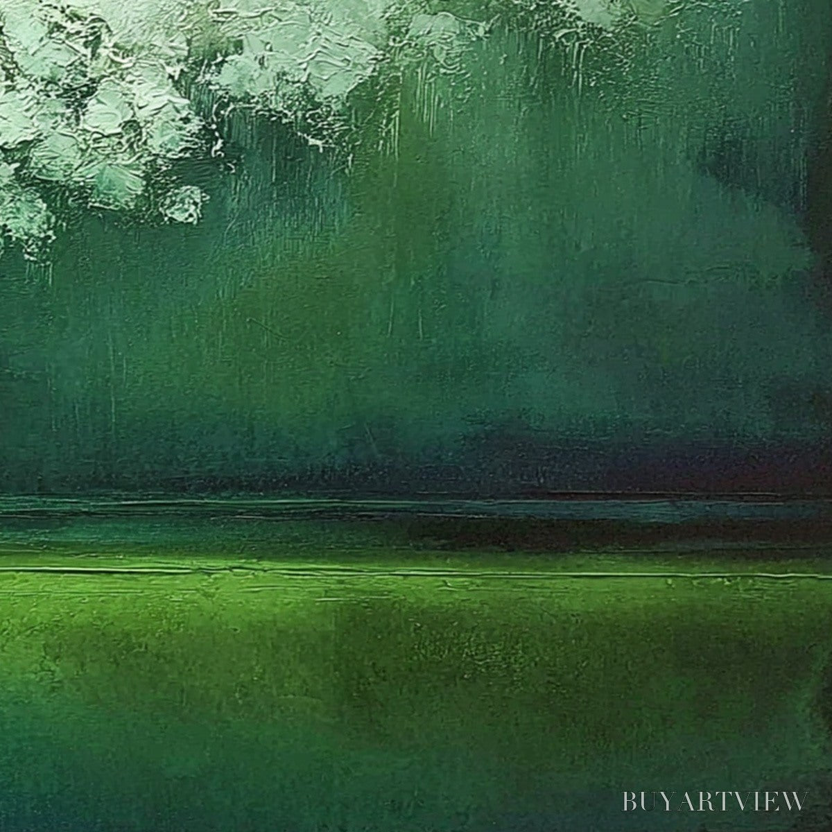 BUYARTVIEW Verdant Stillness – Large Green Abstract Landscape Texture Painting - image 5