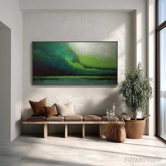 BUYARTVIEW Verdant Calm – Large Green Abstract Landscape Textured Oil Painting - image 2