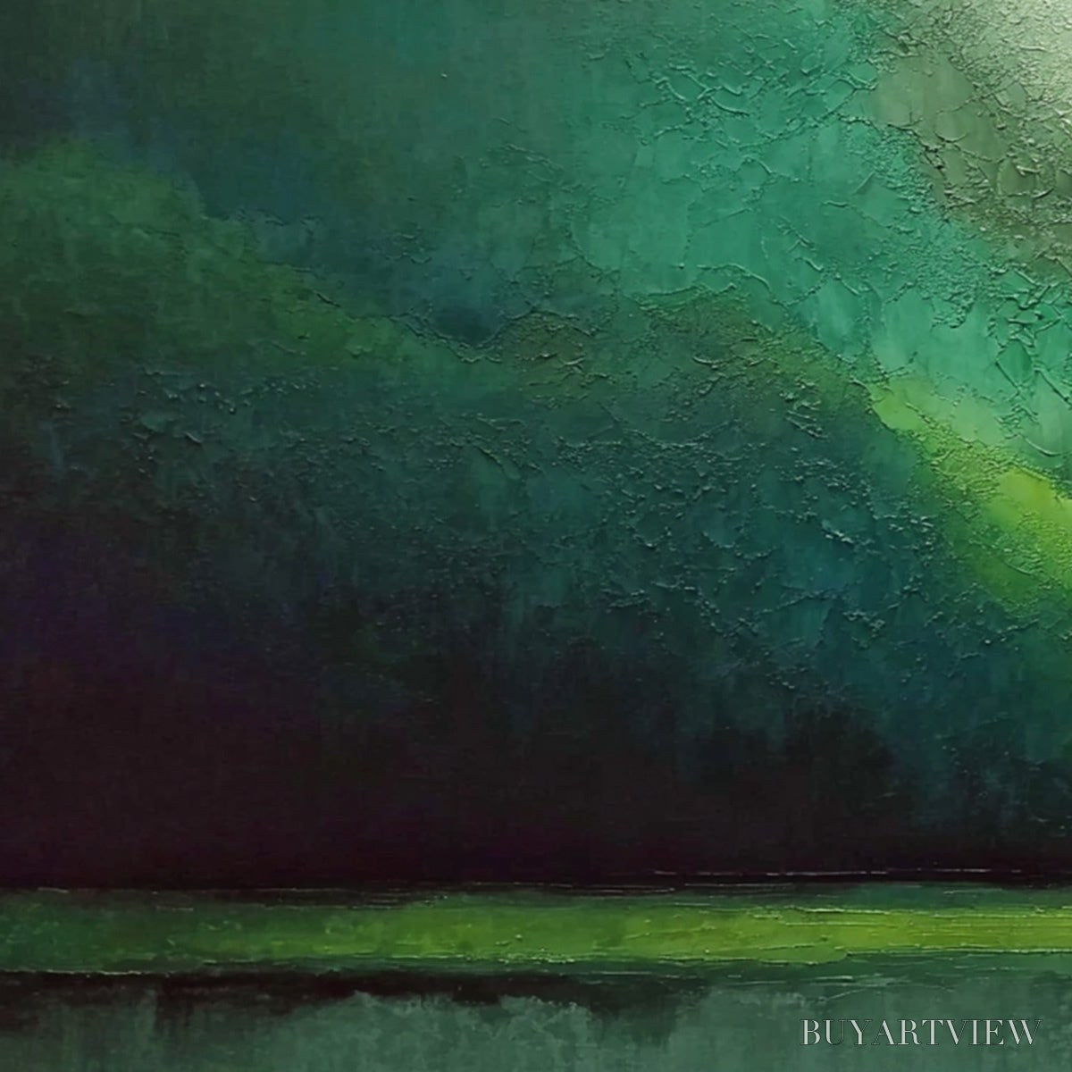 BUYARTVIEW Verdant Calm – Large Green Abstract Landscape Textured Oil Painting - image 3