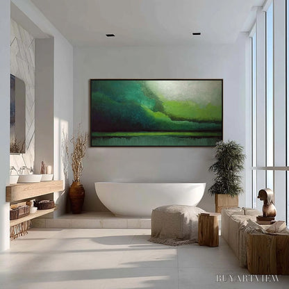 BUYARTVIEW Verdant Calm – Large Green Abstract Landscape Textured Oil Painting - image 4