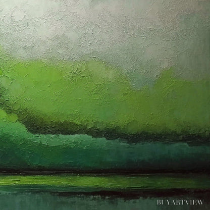 BUYARTVIEW Verdant Calm – Large Green Abstract Landscape Textured Oil Painting - image 5