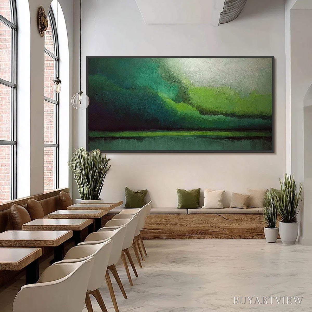 BUYARTVIEW Verdant Calm – Large Green Abstract Landscape Textured Oil Painting - image 6