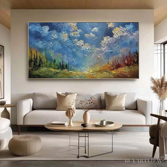 BUYARTVIEW Celestial Divide – Textured Horizontal Impasto Landscape Oil Painting - image 2