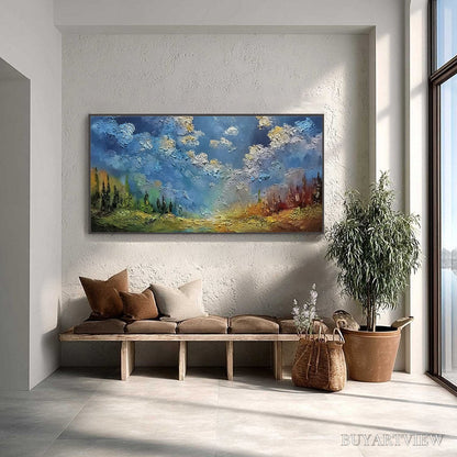 BUYARTVIEW Celestial Divide – Textured Horizontal Impasto Landscape Oil Painting - image 4
