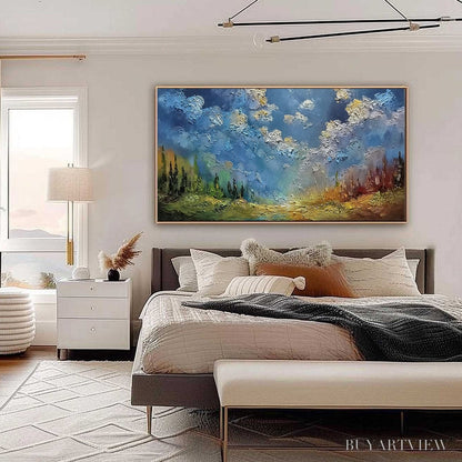 BUYARTVIEW Celestial Divide – Textured Horizontal Impasto Landscape Oil Painting - image 6
