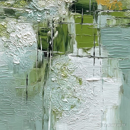 BUYARTVIEW Verdant Grid – Textured Green and White Wabi Sabi Abstract Painting - image 5
