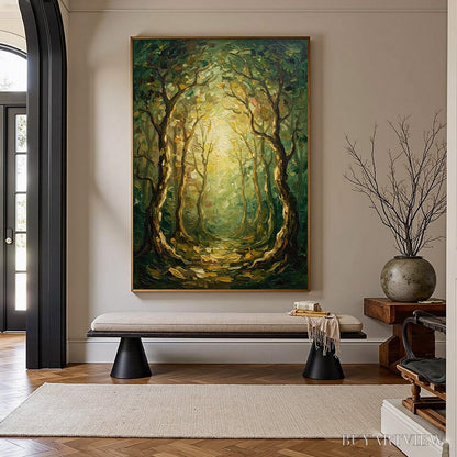 BUYARTVIEW Luminous Trail – Textured Impasto Forest Path Oil Painting - image 4