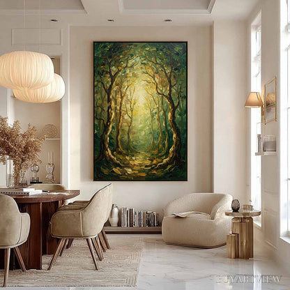 BUYARTVIEW Luminous Trail – Textured Impasto Forest Path Oil Painting - image 6