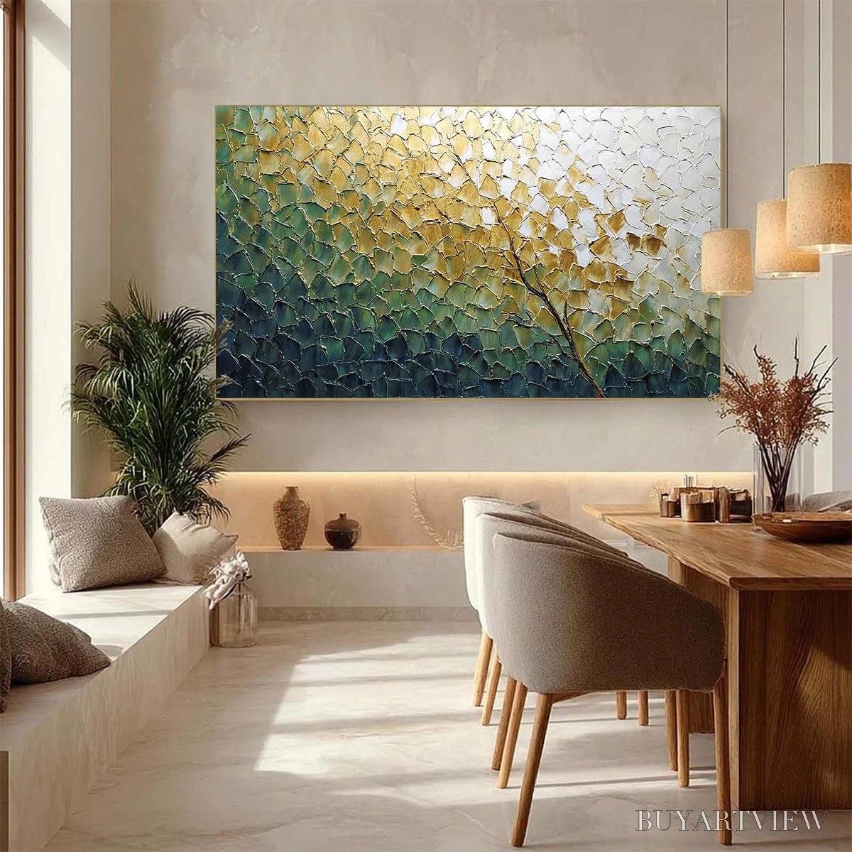 BUYARTVIEW Golden Ascent – Heavily Textured Abstract Tree Landscape Painting - image 4