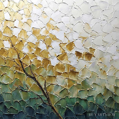 BUYARTVIEW Golden Ascent – Heavily Textured Abstract Tree Landscape Painting - image 5