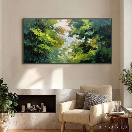 BUYARTVIEW Emerald Light – Textured Forest Canopy Palette Knife Painting - image 2