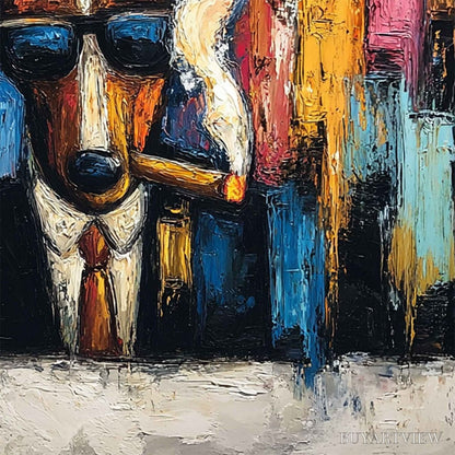 BUYARTVIEW Top Dog – Textured Impasto Painting of a Dog in the City - image 3