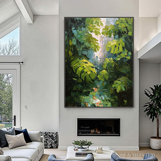 BUYARTVIEW Emerald Sanctuary – Textured Impasto Forest & Plants Oil Painting - image 2