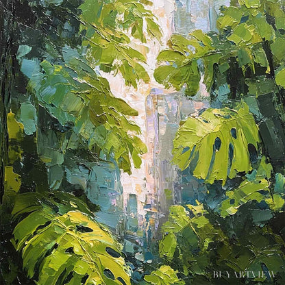 BUYARTVIEW Emerald Sanctuary – Textured Impasto Forest & Plants Oil Painting - image 3
