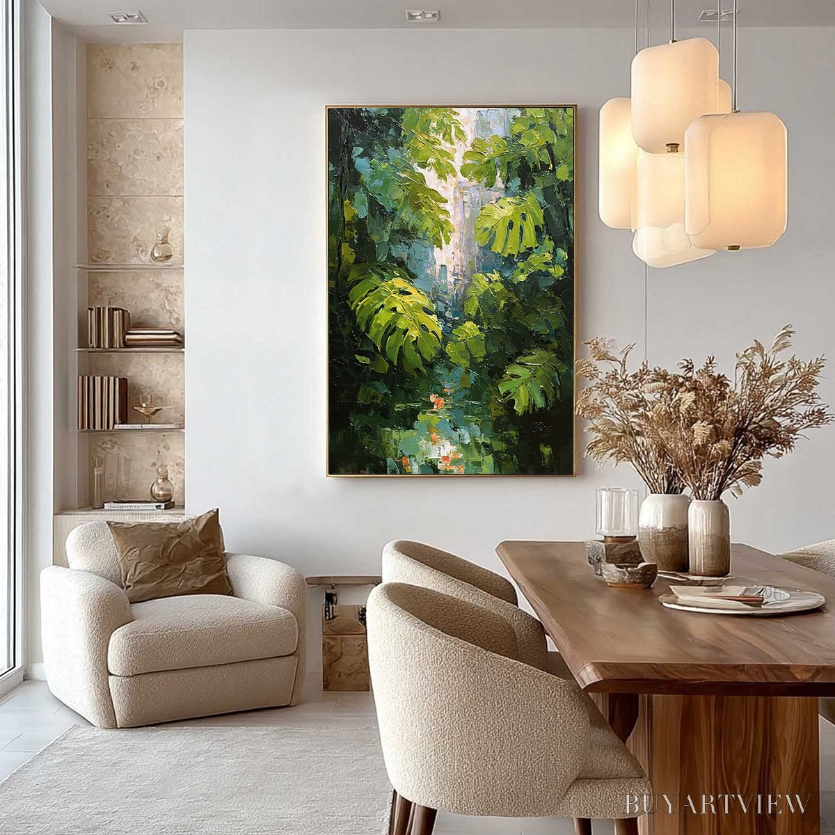 BUYARTVIEW Emerald Sanctuary – Textured Impasto Forest & Plants Oil Painting - image 4