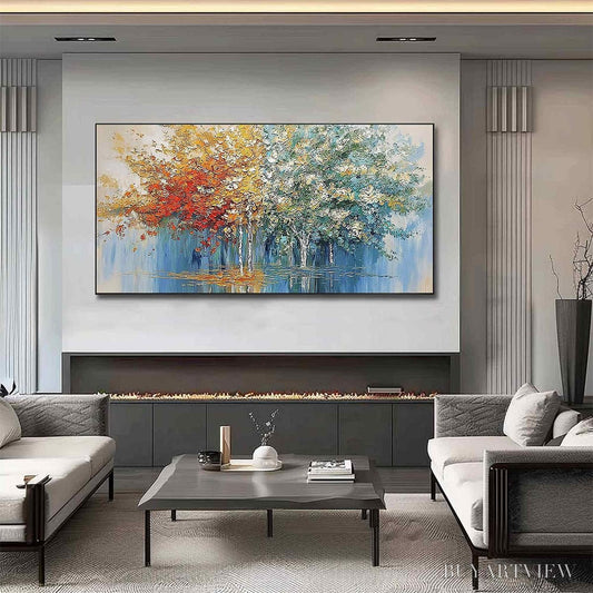 BUYARTVIEW Seasonal Embrace – Textured Palette Knife Forest Reflection Painting - image 2