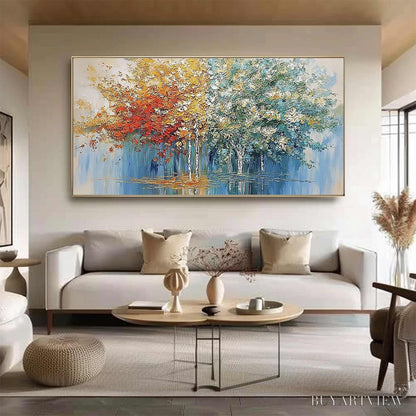 BUYARTVIEW Seasonal Embrace – Textured Palette Knife Forest Reflection Painting - image 6