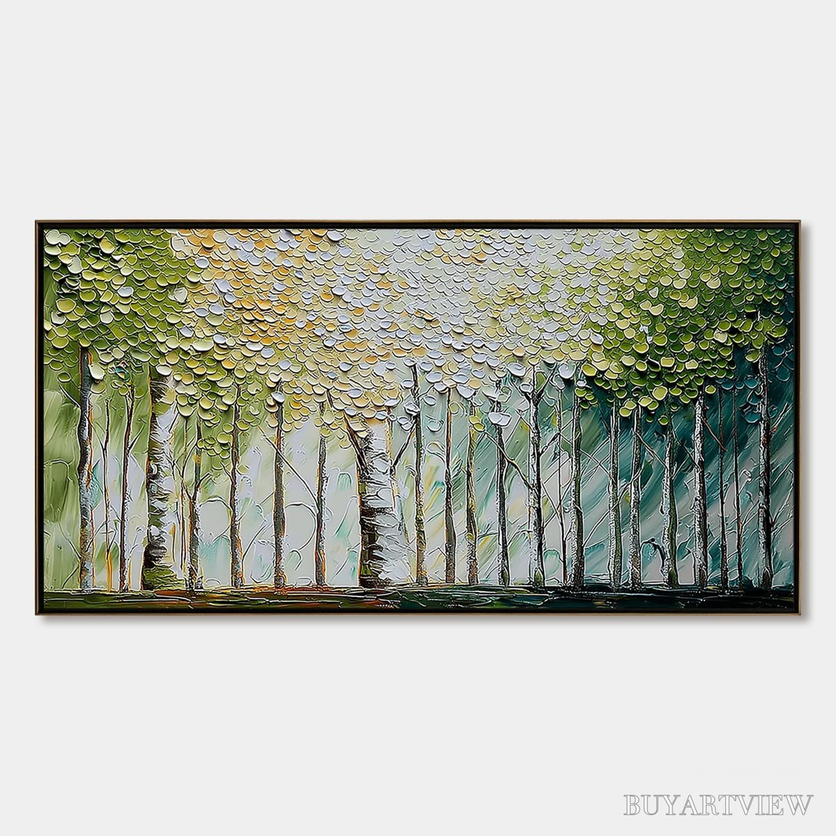 BUYARTVIEW Whispering Grove – Textured Impasto Birch Tree Forest Landscape Painting - image 1