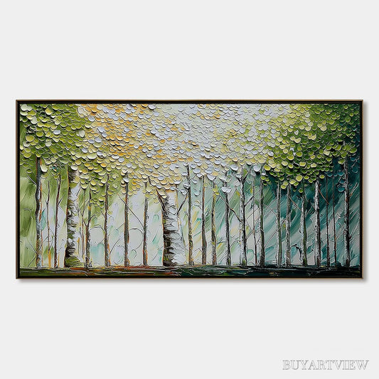 BUYARTVIEW Whispering Grove – Textured Impasto Birch Tree Forest Landscape Painting - image 1