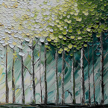 BUYARTVIEW Whispering Grove – Textured Impasto Birch Tree Forest Landscape Painting - image 5