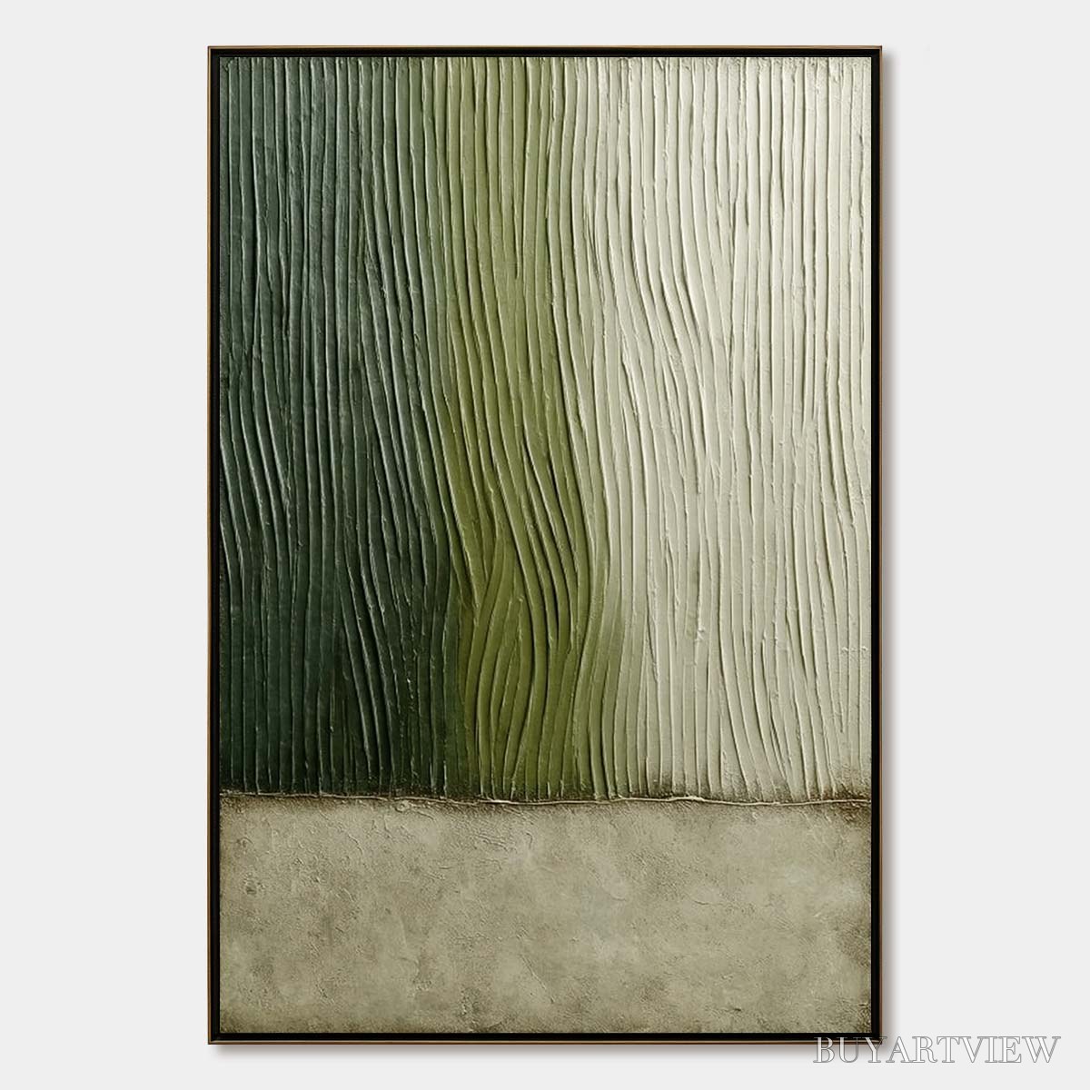 BUYARTVIEW Verdant Groove – Textured Wabi Sabi Abstract Landscape Painting - image 1