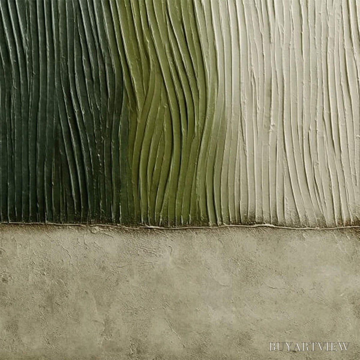 BUYARTVIEW Verdant Groove – Textured Wabi Sabi Abstract Landscape Painting - image 5