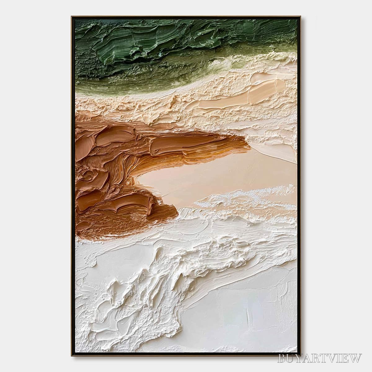 BUYARTVIEW Earthen Strata – Textured Wabi Sabi Abstract Landscape Painting - image 1
